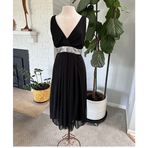 Y2K Ruby Rox Women Dress 2X Black Sequin Midi Empire Waist Cocktail Fairy Goth - Picture 1 of 13
